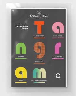 project tangram Embroideries Chart branding